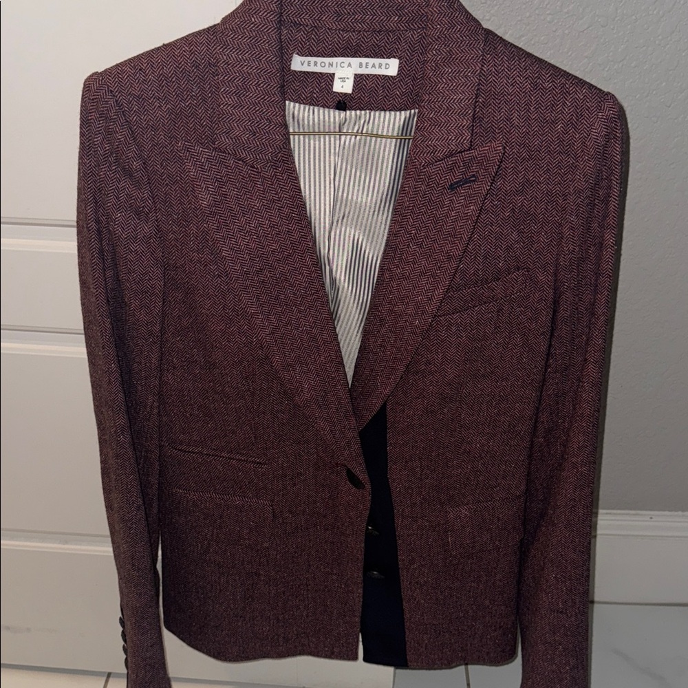 Veronica Beard Maroon Herringbone Blazer